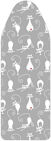 VieveMar Premium Ironing Board Cover, Thick Padding with Cotton, Foam and Felt Pad, Easy FIT with Drawstring, Heat Reflective. Fits Boards 15" x 48" (Cats)