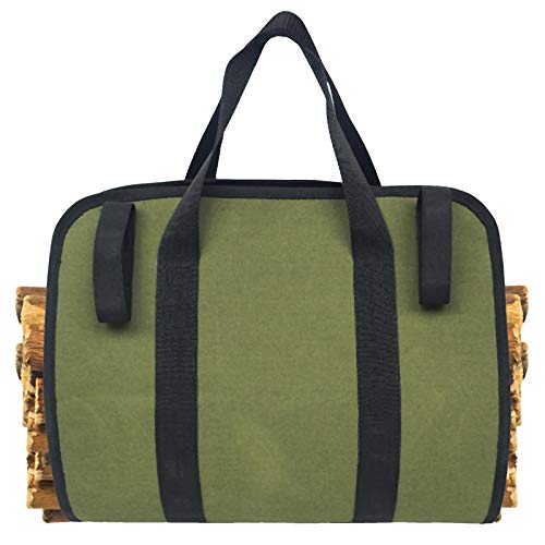 Nrpfell Supersized Canvas Firewood Wood Carrier Log Camping Outdoor Holder Carry Bag Protect Shoulder Handbag Canvas Case - Thumbnail 6