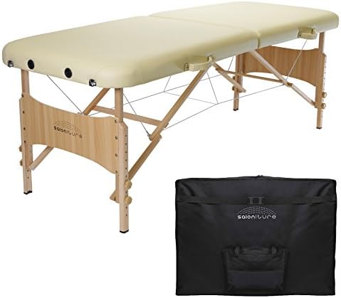 Saloniture Basic Portable Folding Massage Table - Cream