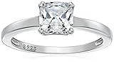 Platinum-Plated Sterling Silver Swarovski Zirconia Cushion-Cut Solitaire Ring (1.5 cttw)