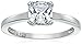 Platinum-Plated Sterling Silver Swarovski Zirconia Cushion-Cut Solitaire Ring (1.5 cttw)