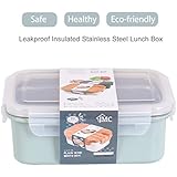 Bento Box Stainless Steel Lunch Box with Adjustable 2 Compartments Insulated Food Container for Kids Adults Work School Office,blue