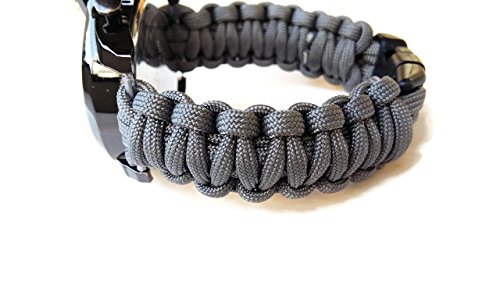 Gray big paracord wrist watch men Braid parachute strap excursion bracelet Husband dad Custom gift