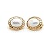 Sparkly Bride Clip On Earrings Simulated Pearl Oval Greek Key Gold Plated Women Fashion