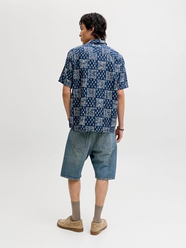 Print Jprblulyon T-Shirt imprimé Dobby S/S Sn, Sky Captain, S Hommes