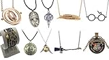 10 Pack Harry Potter Pendant Necklace Time Turner Deathly Hallows Golden Snitch