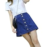 Jutao Women's Denim Button-through Pencil A line Ripped Bodycon Skirt