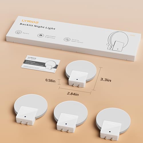 Lyridz Backlit Night Light Plug-in,[4 Pack] Glare-Free Indirect Glow, Dusk to Dawn Sensor, 1-50LM Dimmable Veilleuse, 2700K Warm White for Bedroom, Bathroom, Hallway