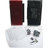 Crimson Red & Black - Nintendo DS Lite Complete Full Housing Shell Case Replacement Repair w/ Hinge Set