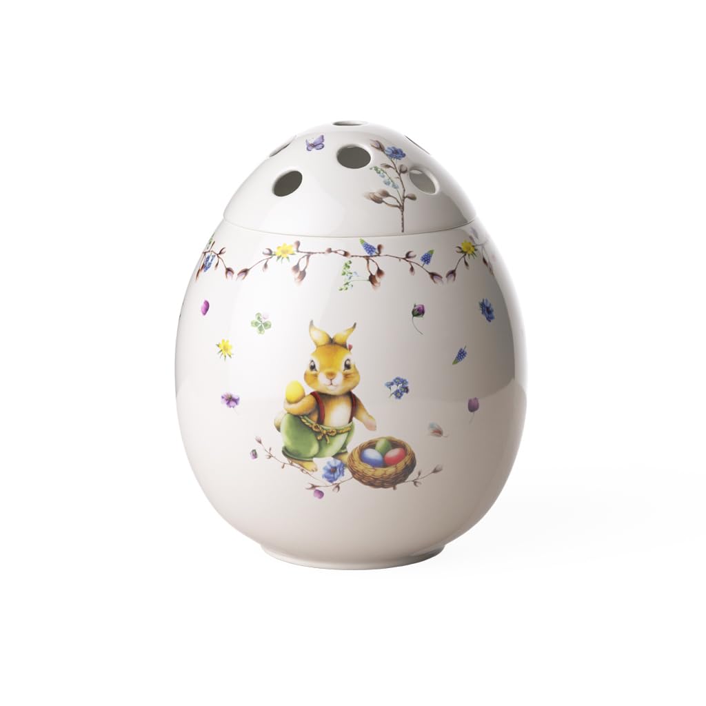 Villeroy & Boch Spring Fantasy Egg Vase, Easter Vase for Flowers, Perforated Colorful Easter Decoration, Rabbit Emma, Premium Porcelain Gift