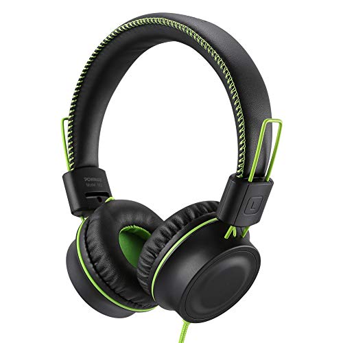 POWMEE M2 Kids Headphones Wired Headphone for Kids,Foldable Adjustable Stereo Tangle-Free,3.5MM Jack Wire Cord On-Ear Headphone for Children/Teens/Girls/School/Kindle/Airplane/Plane/ (Black)