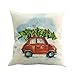 Pillow Case,AutumnFall 45cmX45cm Square Car Pattern Christmas Cotton Linen Sofa Car Home Waist Cushion Cover Throw Pillow Case (A)