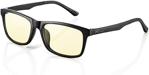 Nacuwa Blue Light Blocking Glasses Computer Reading Glasses Men, Migraine Glasses Light Sensitivity Glasses Lightweight TR90 Gamer Glasses with Yellow Lens, Anti-Glare Blue Blockers