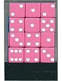 Pink Dice with White Pips - 1 Dozen