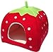 Leegoal Cute Soft Sponge White Dots Strawberry Pet Cat Dog House Bed With Warm Plush Pad (Red,L) by Pet house