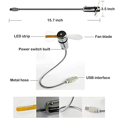 B2ocled LED USB Fan, New Creative Programmable USB-Powered Portable Fan, Mini Gooseneck DIY Message Fan for laptop and computer-Colorful Lights