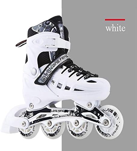 Inline Skate, Rollerblades,with Adjustable Size And Flashing Light Up Wheel,Colorful Design,Suitable For Adults And Children,White-L（39-42）