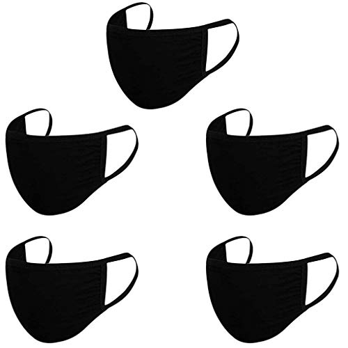 Louyue 5 Pack Fashion Protective, Unisex Black Dust Cotton, Washable, Reusable Cotton Fabric