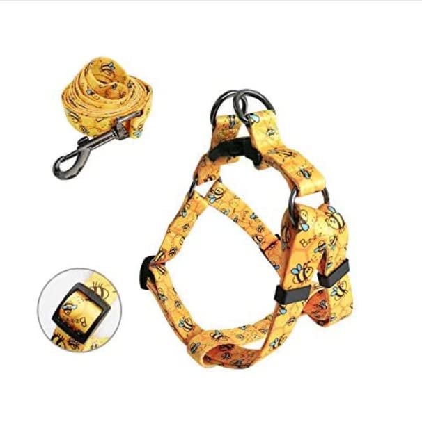 Cosyhome London Dog Harness Leash Set, Breathable,Adjustable,Dog Lead and Harness No Pull Small Medium Large dog(yellow bees, s)