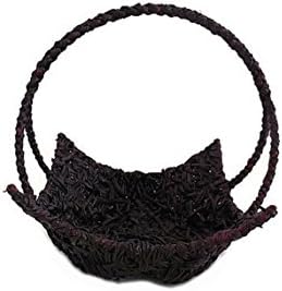 Decorative Wicker Storage Basket with Braided Handle, Dark Purple