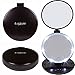 iLuminate Folding Travel Makeup Mirror - 1X and 5X Magnifying Makeup Mirror with Dimmable Lights, Battery Operated Handheld Cosmetic Mirror with Protective Pouch, Batteries Included, Metallic Black
