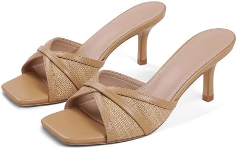Amazon.com | Women's Square Open Toe Knitted Mules Comfortable