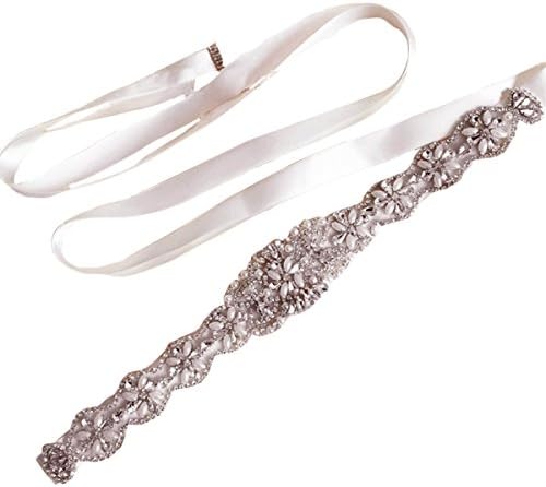 Landress Women’s Ivory Wedding Belts Rhinestone Pearls Embellished Bridal Sash