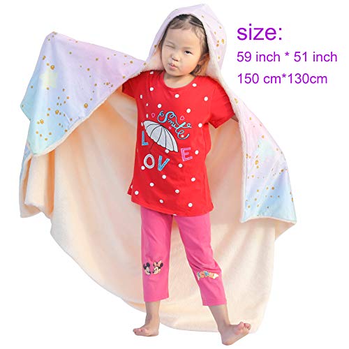SKOLOO Soft Pink Hooded Blanket for Girls, Wearable Blanket Hoodie