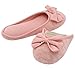 HomeTop Women’s Cozy Cashmere Cotton Closed Toe House Slippers With Cute Bow Accent (Medium/7-8 B(M) US, Pink)