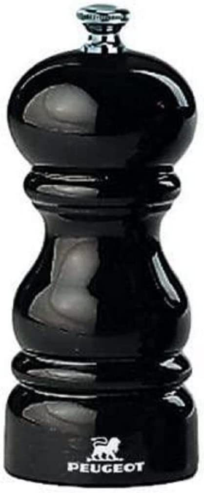 Peugeot - Paris Manual Salt Mill - Adjustable Grinder - Beechwood, Gloss Black, 12 cm