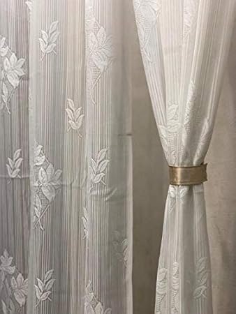 Buy Ami Creation Beautiful Net Tissue Leaf Design White Curtains
