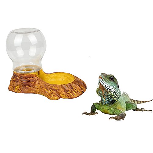 HIFUAR Reptile Waterer Automatic-refilling Water Feeding Water Bowl with Bottle for Home Decoration for Turtle Lizard Reptile Pet (Gold)