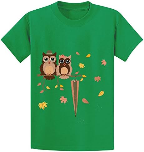 Mcol Cute Owls Autumn V Youth Crew Neck Short Sleeve T Shirt Green
