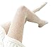 Ealafee Lady Lace Hollow Out Tight Sock Off White Lace Floral Pantyhose Stocking