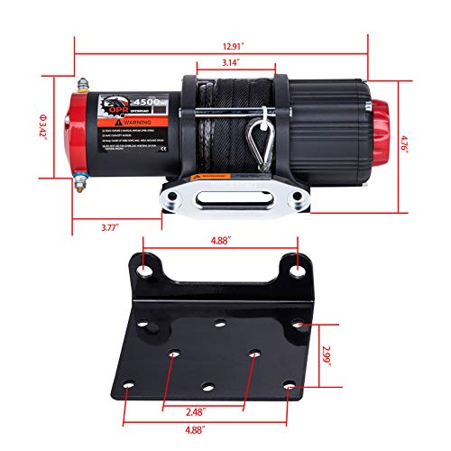 OPENROAD ATV Winch 4500lbs 12V Electric Winch,Synthetic Rope UTV Winch Kits for ATV/UTV Off Road Trailer Towing Winch,with 2 Wireless Remote Control and Mounting Bracket(Gray Rope)… - Image 6