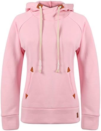 Casual Women's Solid Color Pullover Hoodie Lace Up Funnel Neck Hooded Sweatshirts
