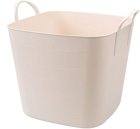 Amazon ランドリーバスケット大きい容量の環境保護のプラスチックよい柔軟性の貯蔵のバスケットの底はハンドル 4色と高まります Color Apricot Size 29x29x35cm かご バスケット オンライン通販