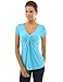 PattyBoutik Women V Neck Twist Knot Front Short Sleeve Top (Turquoise Small)