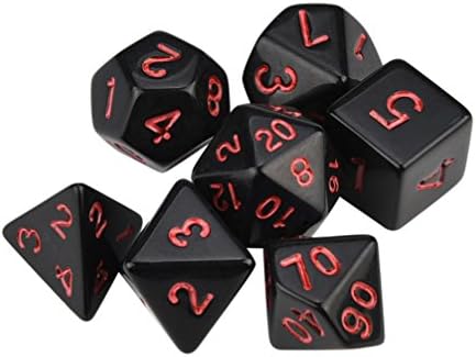erthome 7pcs/Set Game Dungeons & Dragons Polyhedral game dice D4-D20 Multi Sided Acrylic Dice (red)