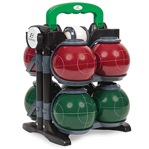 EastPoint Sports Resin Bocce Ball Set - Features Deluxe Carry Case - Includes 8 Bocce Balls in 2 Team Colors, 1 Palino, and 1 Measuring Tape