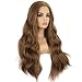 K'ryssma Golden Brown Lace Front Wigs Wavy Glueless Half Hand Tied Natural Looking Long Synthetic Wig for Women Heat Resistant 22 inches