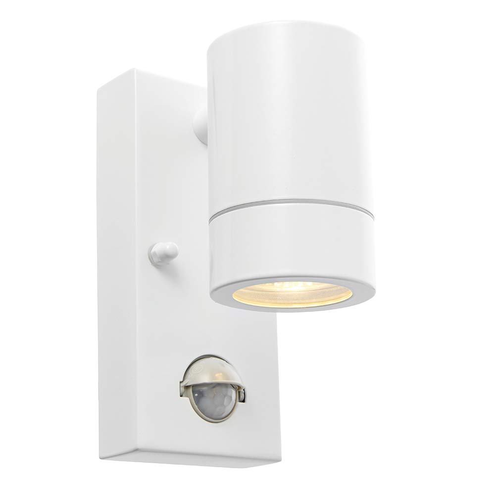 Saxby 75442 Palin Gloss White Stainless Steel Outdoor IP44 PIR Wall Light