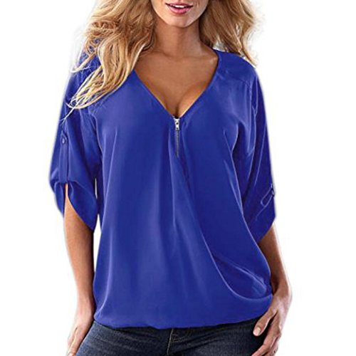 NREALY Womens Plus Size Solid Half Sleeve Casual Ladies OL Work Top T Shirt Vest