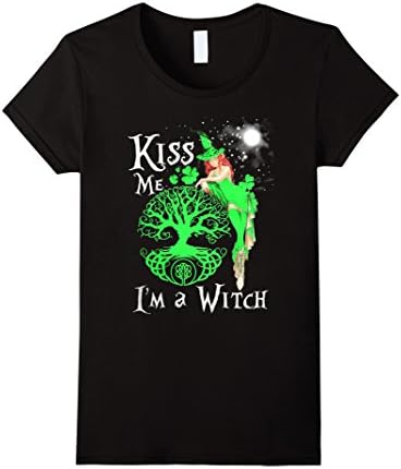 Women's Kiss me I'm a Witch T-Shirt XL Black