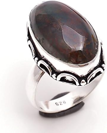 925 Sterling Silver Overlay Rings, Moss Agate Gemstone Handmade Jewelry Pr598