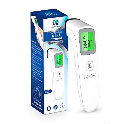 Contactless Infrared Digital Thermometer - 4 in 1 Medical Thermometers Forehead, Room, Liquid & Object Temperature. Suitable for All Ages.