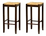 Bar Stool, 29-Inch Rush Seat Walnut Finish Set of 2 (Kitchen)