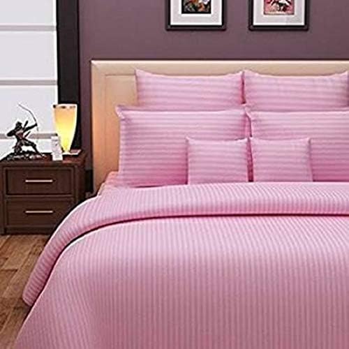 WellBeing 100% Cotton Double Bedsheet with 2 Pillow Covers (Pink1)