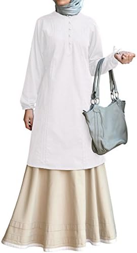 SHUKR Women's Pima Cotton Pintucked Tunic Small Whipped Cream