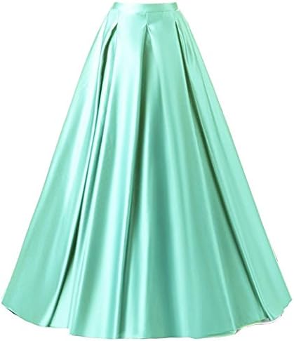 Duraplast Women's Fashion Prom Long Skirt Formal Satin A-Line Skirt High Waist